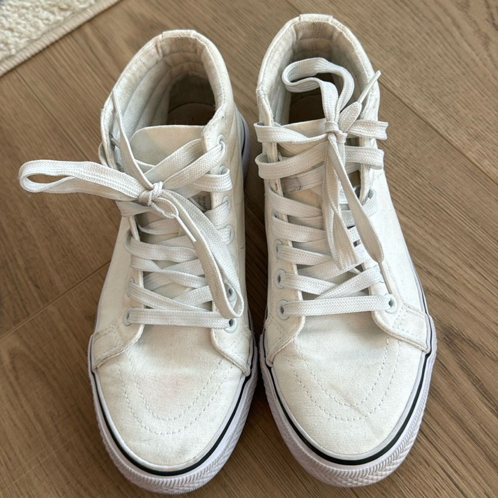 White Mid Rise Sneakers